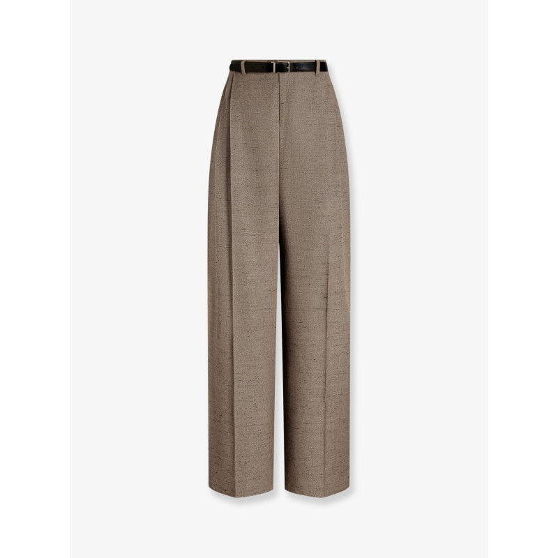 Mélange trousers with belt