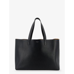 Leather shopping bag with front logo