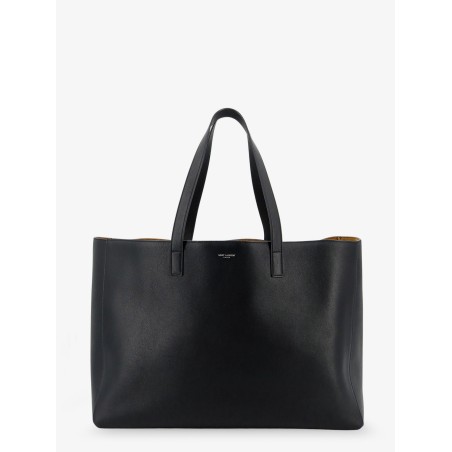 Leather shopping bag with front logo