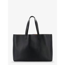 Leather shopping bag with front logo
