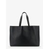 Leather shopping bag with front logo