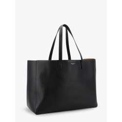 Leather shopping bag with front logo
