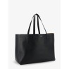 Leather shopping bag with front logo