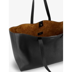 Leather shopping bag with front logo