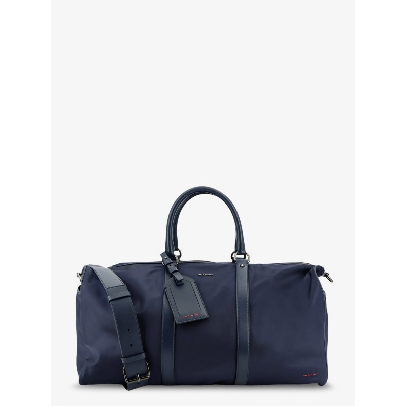Nylon travel bag with leather inserts