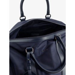 Nylon travel bag with leather inserts