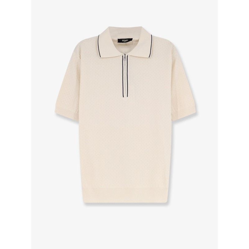 Cotton and silk polo shirt with FF embroidery