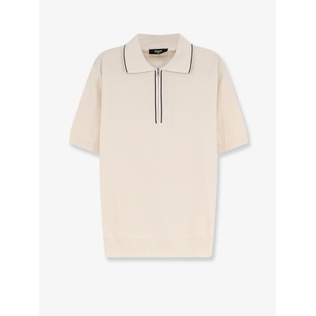 Cotton and silk polo shirt with FF embroidery