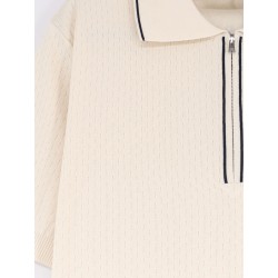 Cotton and silk polo shirt with FF embroidery
