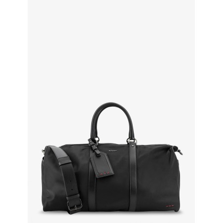 Nylon travel bag with leather inserts