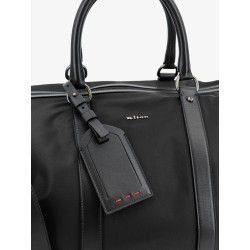 Nylon travel bag with leather inserts