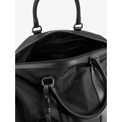 Nylon travel bag with leather inserts