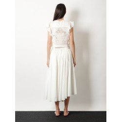 Ramie top with lace inserts
