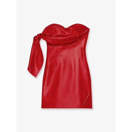 Leather bustier dress with bow detail
