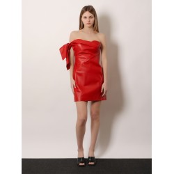 Leather bustier dress with bow detail