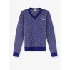 Wool sweater with bicolor pattern