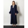 Chiffon long dress with ostrich feathers