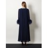 Chiffon long dress with ostrich feathers