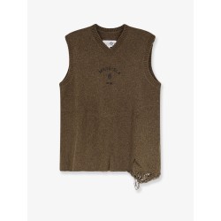 Wool blend vest with used effect