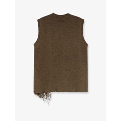 Wool blend vest with used effect