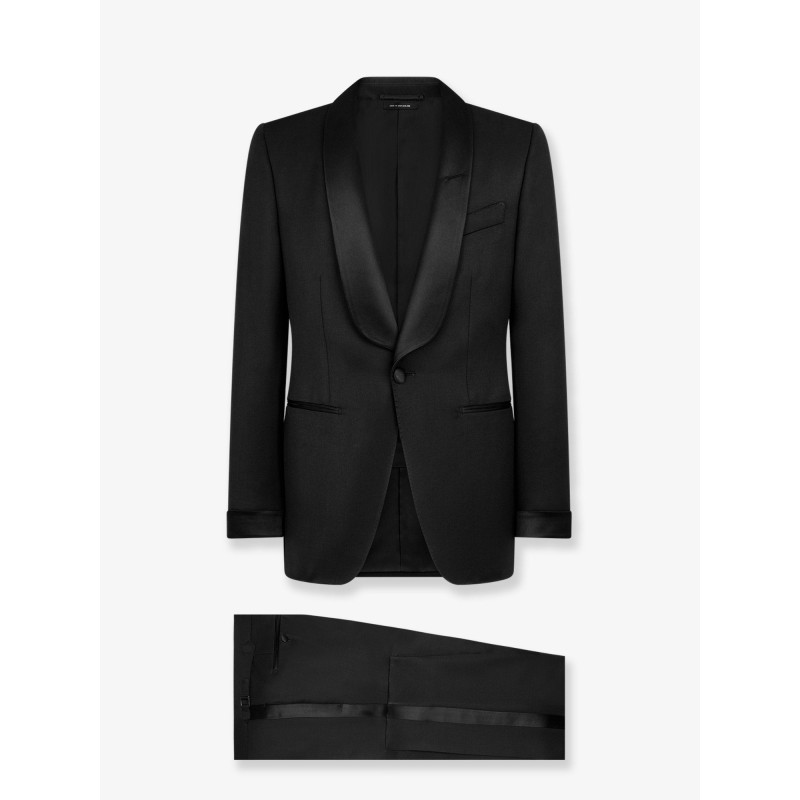 Stretch virgin wool tuxedo with satin profiles
