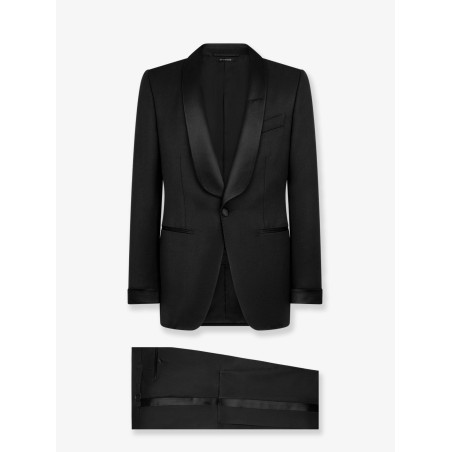 Stretch virgin wool tuxedo with satin profiles