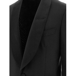 Stretch virgin wool tuxedo with satin profiles