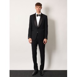 Stretch virgin wool tuxedo with satin profiles