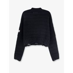 Destroyed effect wool blend sweater