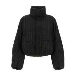 Micro sequin pinstriped crop down jacket