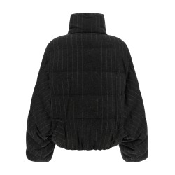 Micro sequin pinstriped crop down jacket