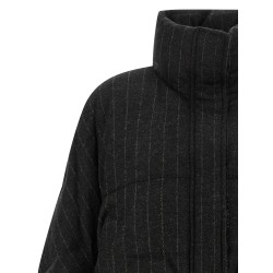 Micro sequin pinstriped crop down jacket