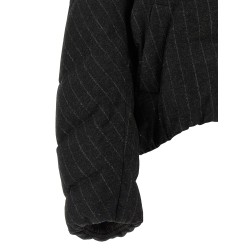 Micro sequin pinstriped crop down jacket