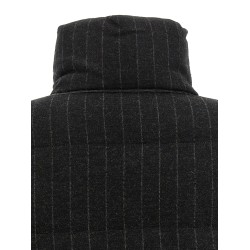 Micro sequin pinstriped crop down jacket