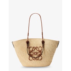 Paula's Ibiza -Anagram raffia and leather shoulder bag