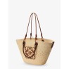 Paula's Ibiza -Anagram raffia and leather shoulder bag