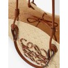 Paula's Ibiza -Anagram raffia and leather shoulder bag