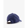 Denim hat with embroidered logo on the front
