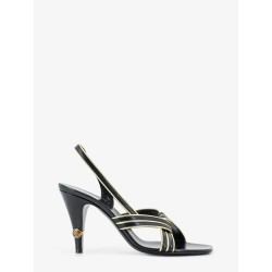 Gianni leather sandals with contrasting metallic profiles