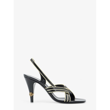 Gianni leather sandals with contrasting metallic profiles