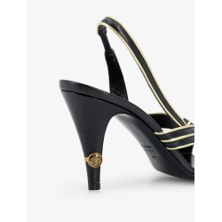 Gianni leather sandals with contrasting metallic profiles