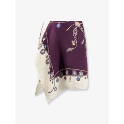 Printed silk twill miniskirt