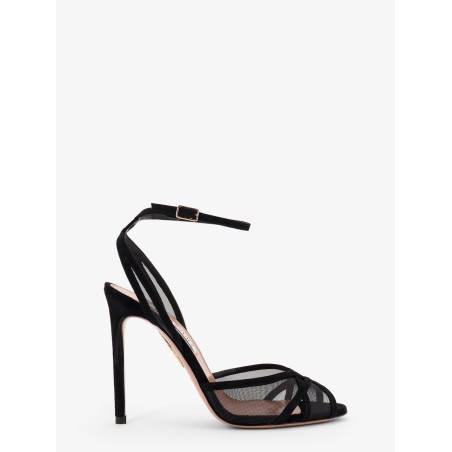 Shear mesh and suede sandals