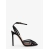 Shear mesh and suede sandals