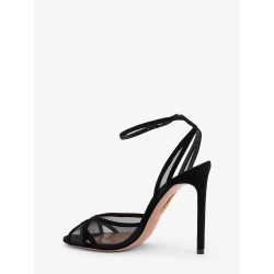 Shear mesh and suede sandals