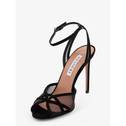 Shear mesh and suede sandals