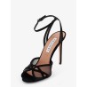 Shear mesh and suede sandals