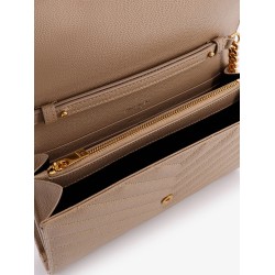 Leather crossbody bag with metal Cassandre logo