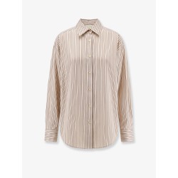 Oversize striped lyocell and silk shirt