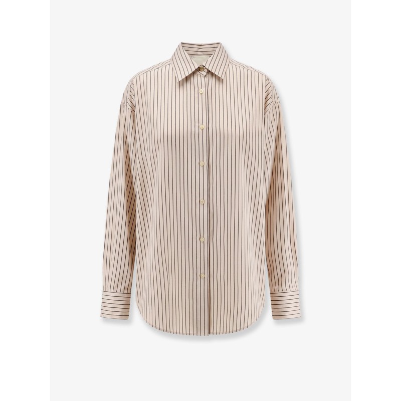 Oversize striped lyocell and silk shirt